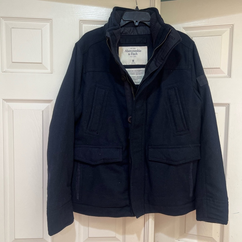 Abercrombie  wool Outdoor Winter Navy‎ Blue Heavy Jacket gorpcore Grunge Men’s M